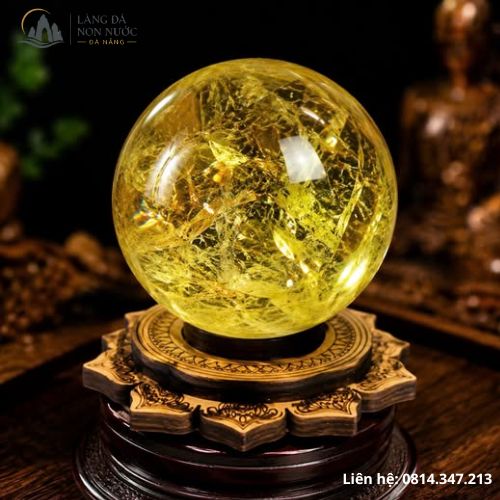 Quả Cầu Thạch Anh Vàng Tự Nhiên Bền Đẹp, Giá Tốt