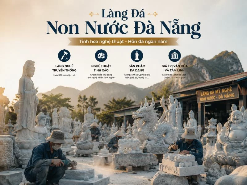 Nghệ nhân chế tác tượng đá tự nhiên tại Làng Đá Non Nước Đà Nẵng